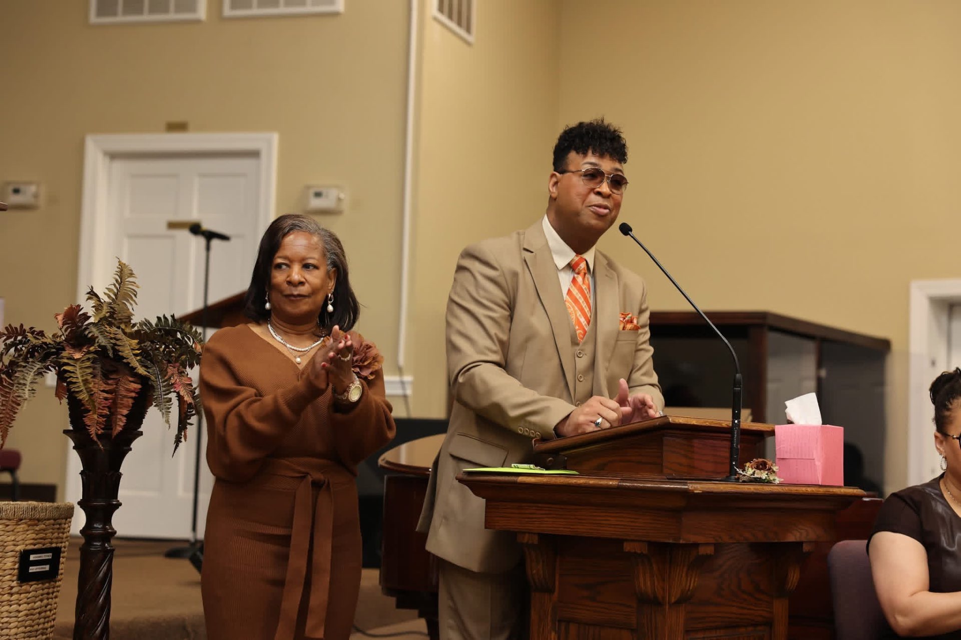 A guest speaker sharing from the Greater Grove Street pulpit
