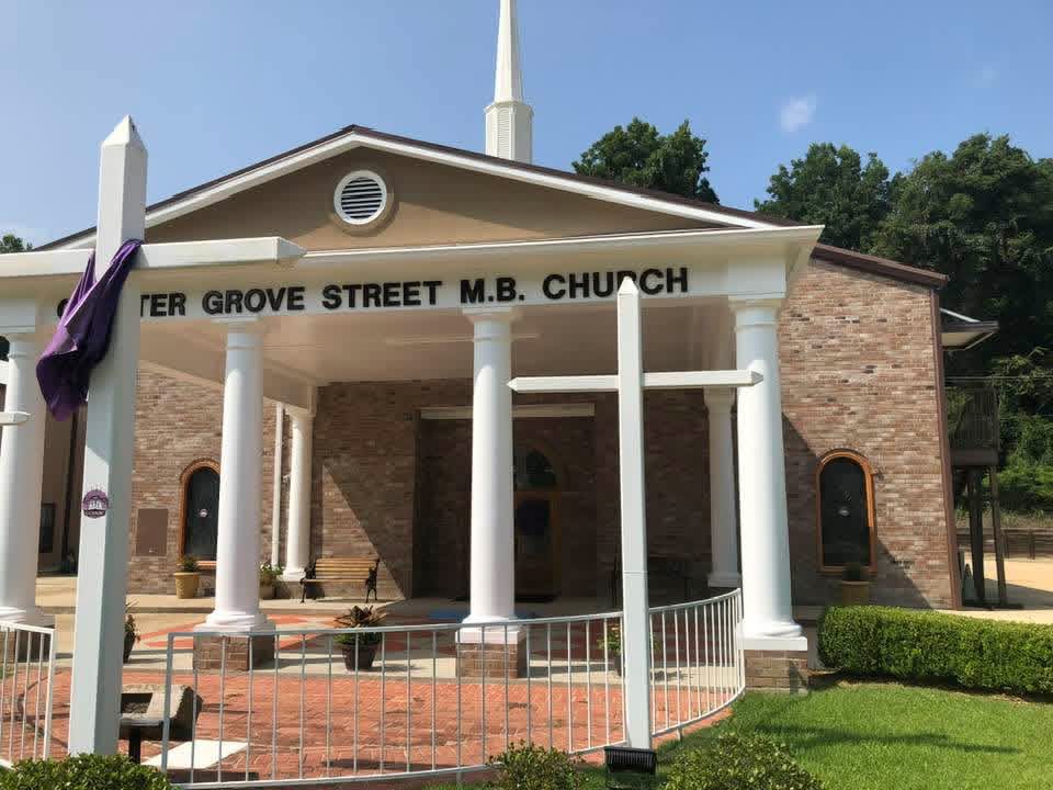 The front entrance of Greater Grove Street M.B. Church